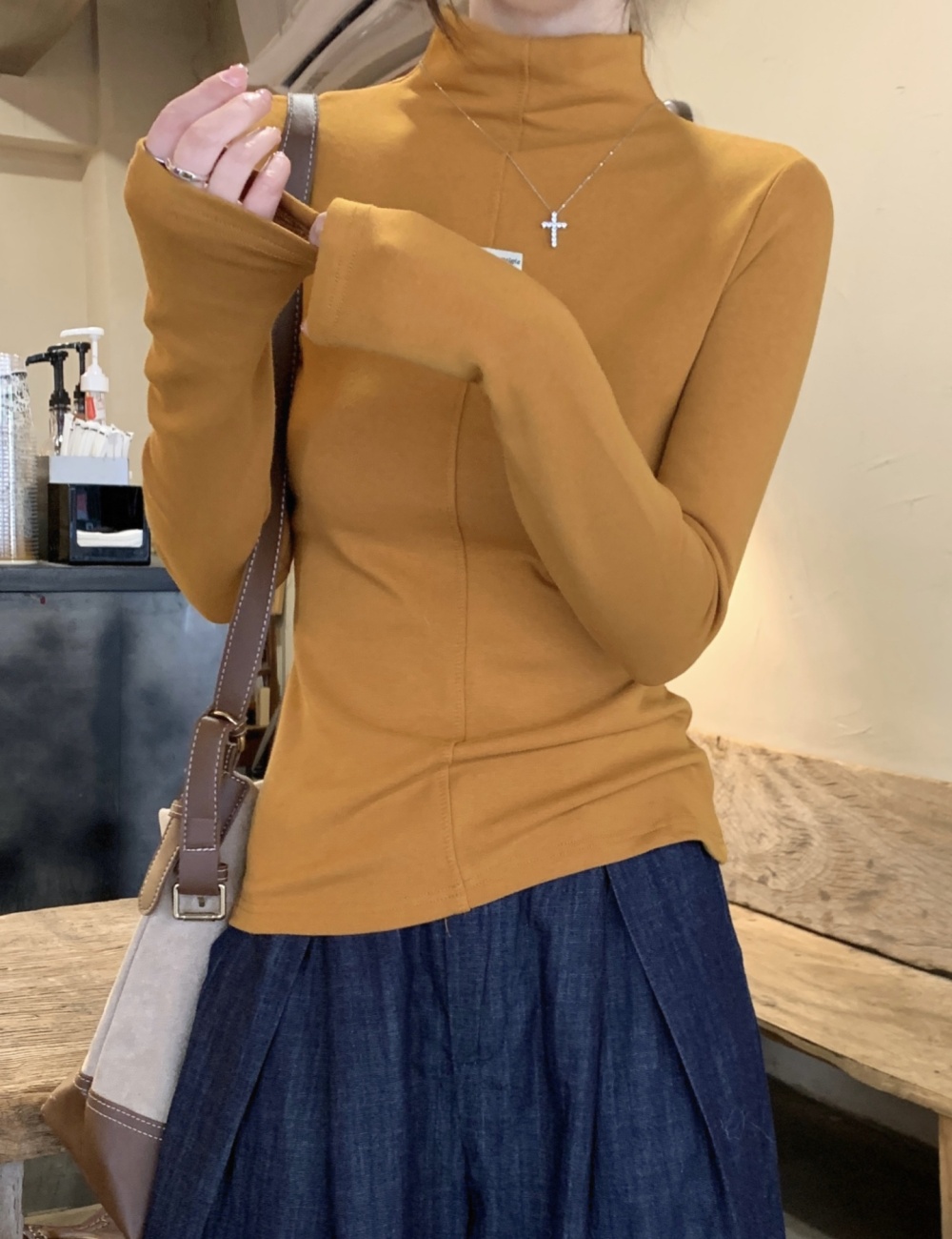 Winter Casual tops all-match thin T-shirt for women