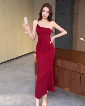 Tight bottoming shoulder sling short low-cut dress