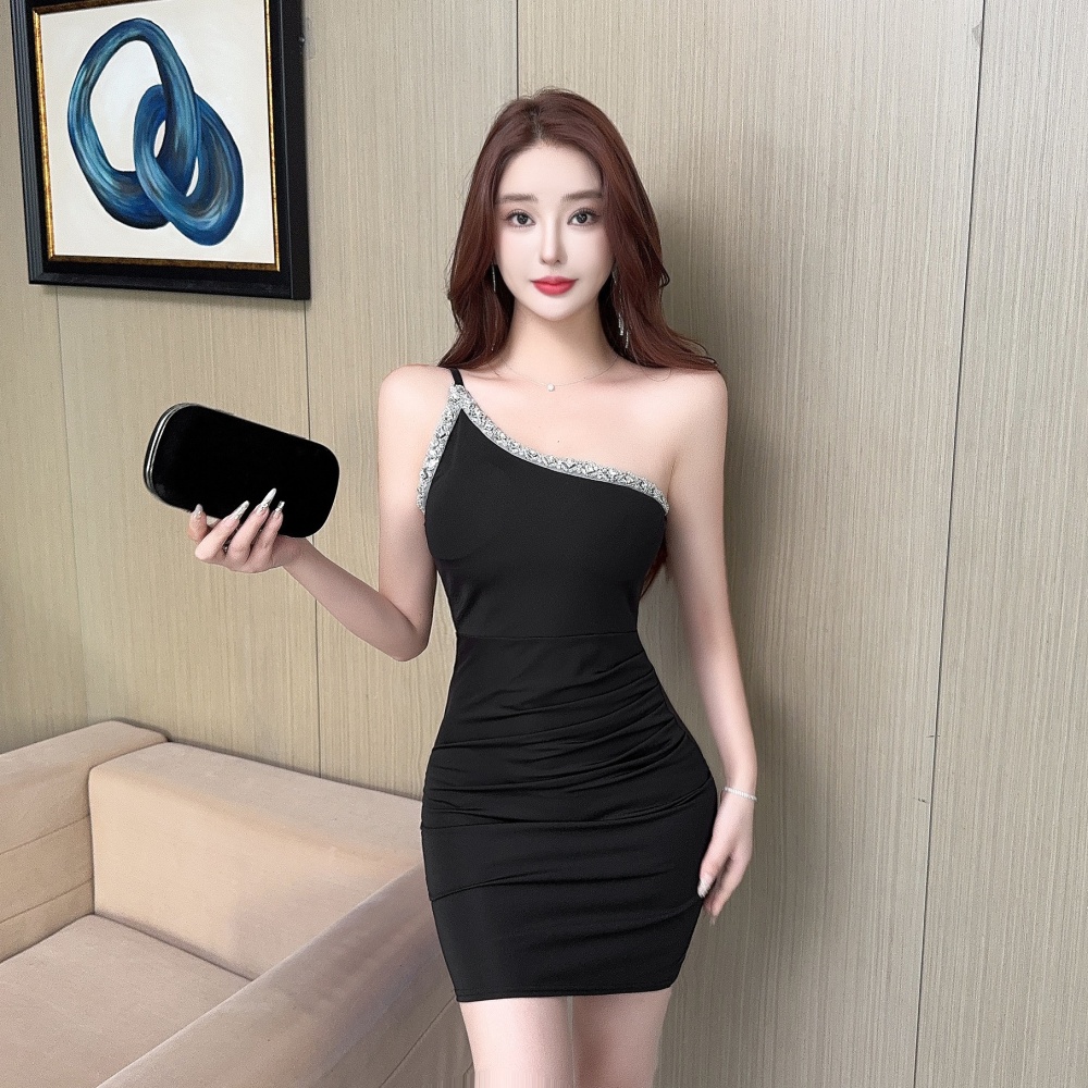 Package hip short tight sling low-cut shoulder dress