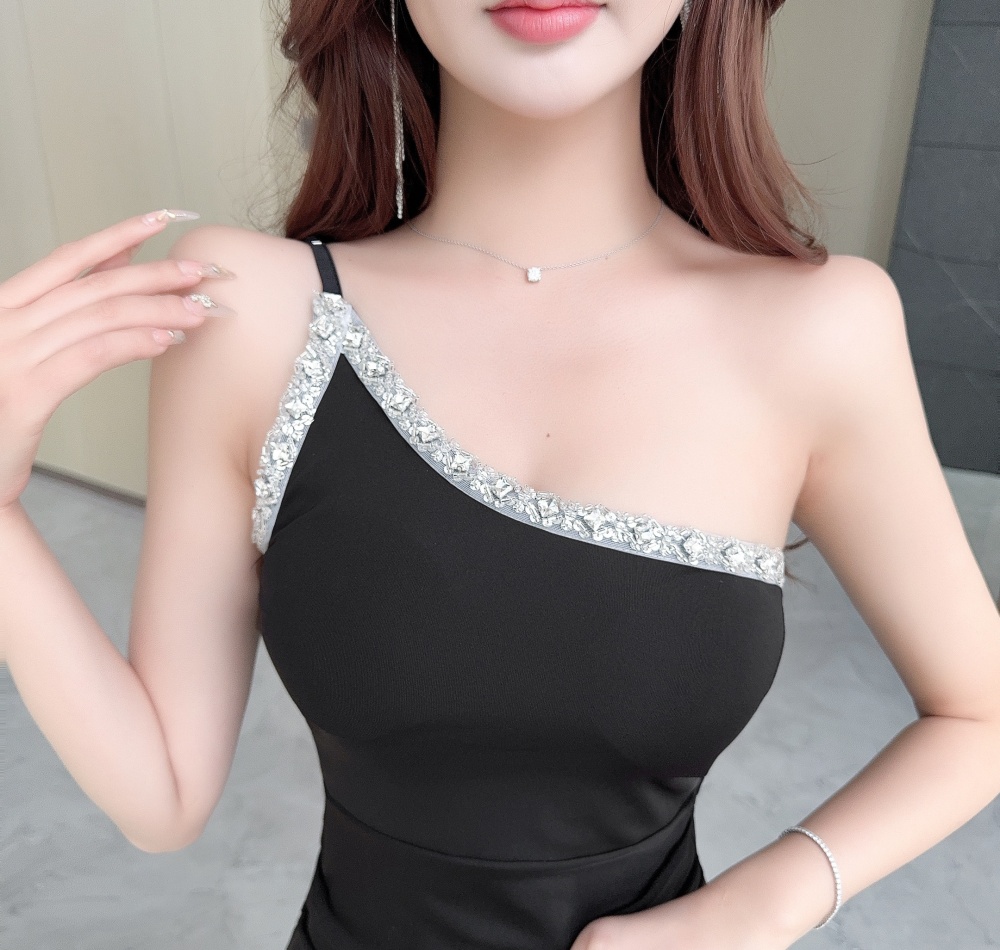 Package hip short tight sling low-cut shoulder dress