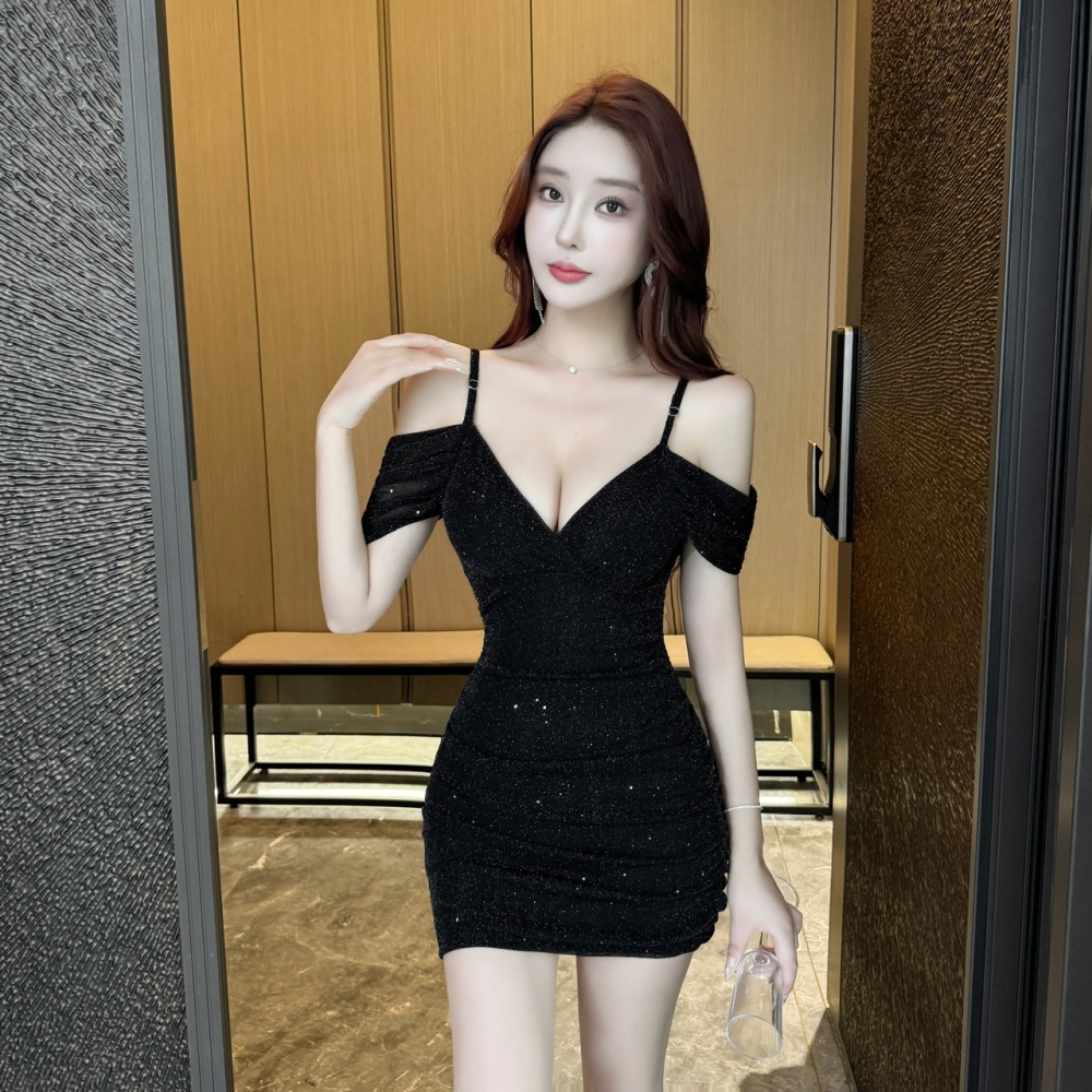 Strapless tight package hip sling bottoming short dress