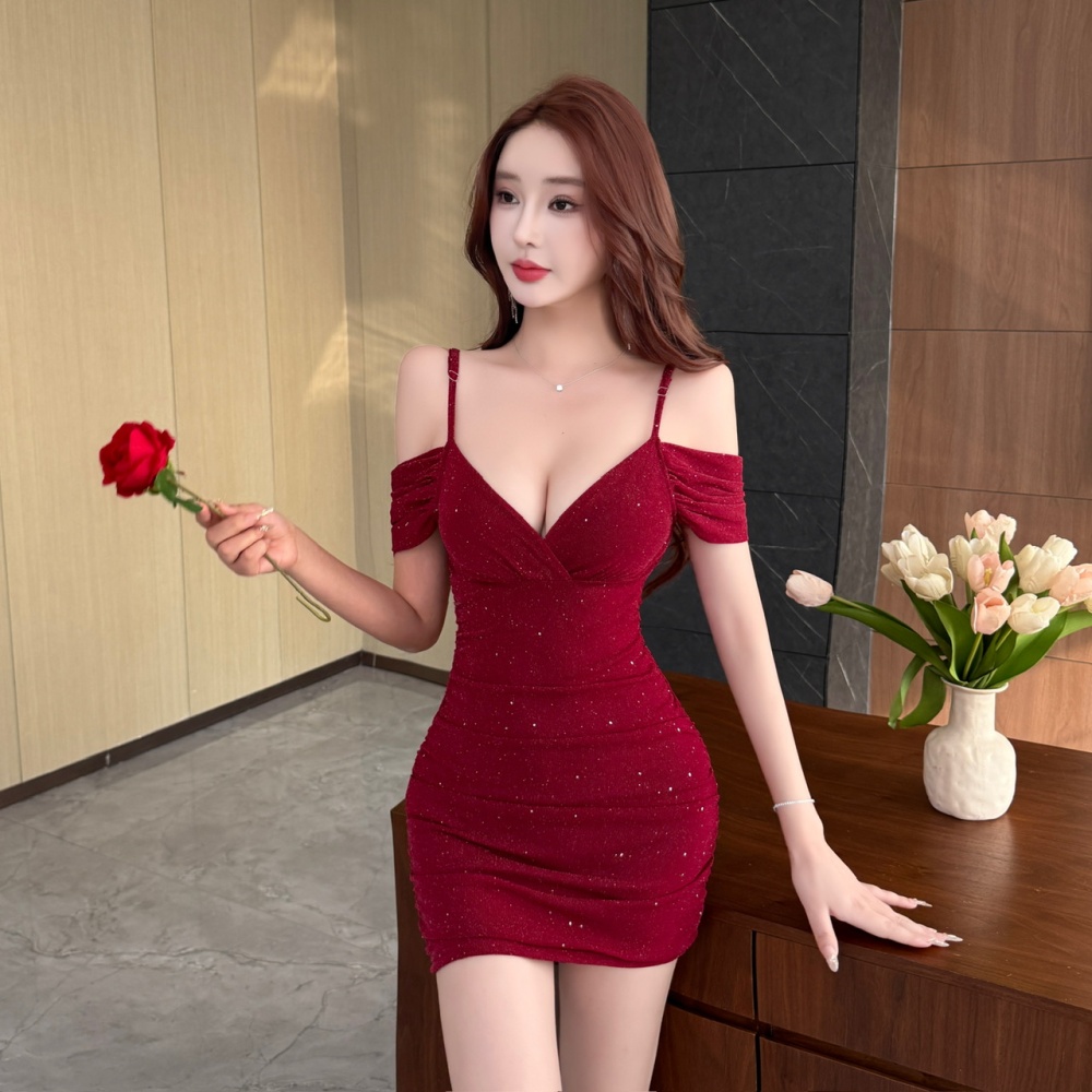 Strapless tight package hip sling bottoming short dress