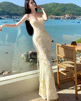 Rose slim halter lace sexy temperament frenum jumpsuit