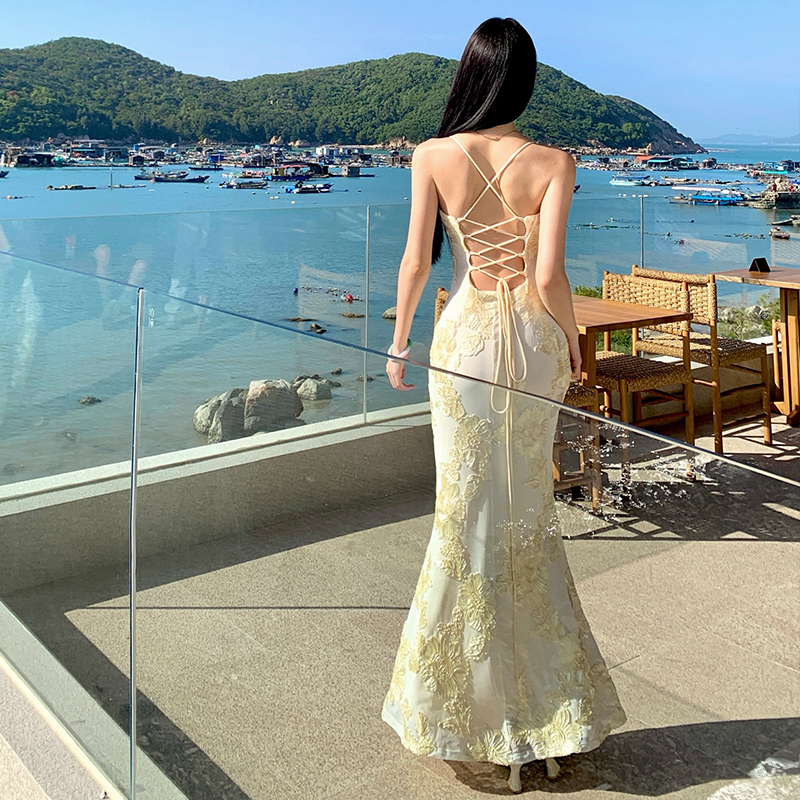 Rose slim halter lace sexy temperament frenum jumpsuit