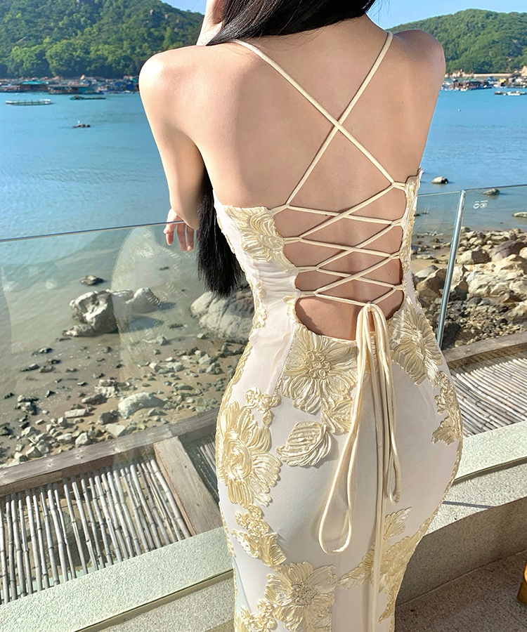 Rose slim halter lace sexy temperament frenum jumpsuit