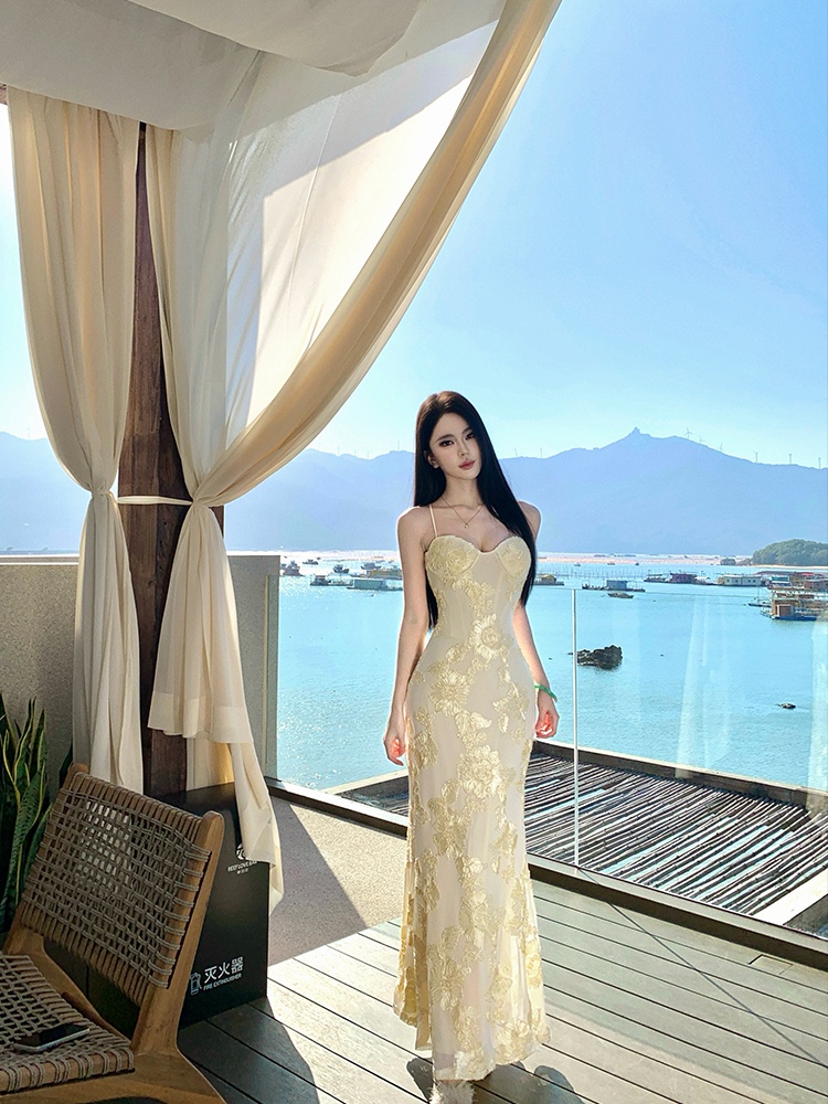 Rose slim halter lace sexy temperament frenum jumpsuit