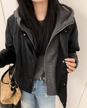 Pseudo-two Casual winter jacket hooded loose fashion coat