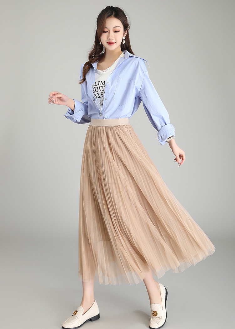 Gauze Western style big skirt long Korean style slim autumn skirt