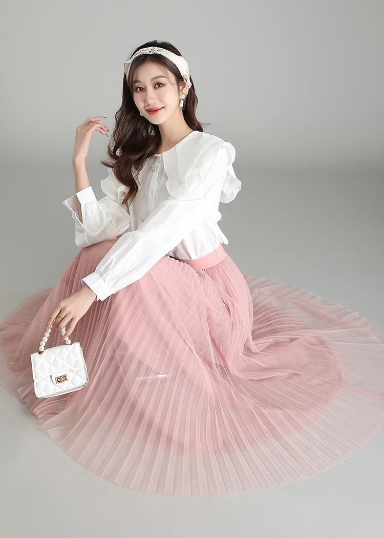 Gauze Western style big skirt long Korean style slim autumn skirt
