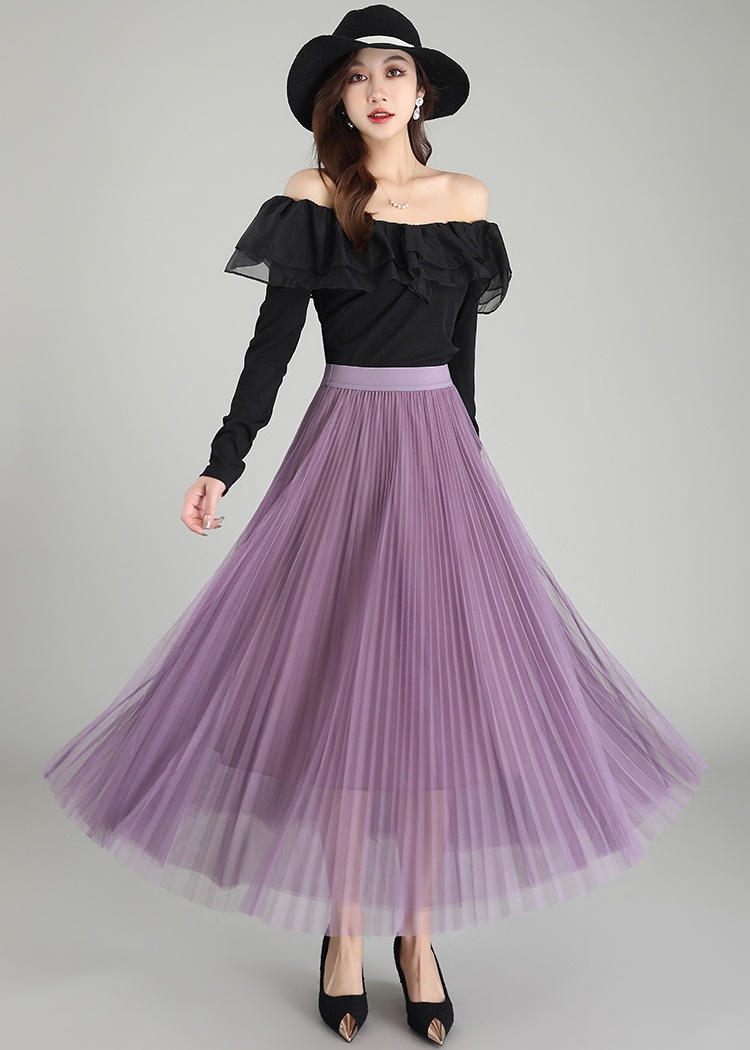 Gauze Western style big skirt long Korean style slim autumn skirt