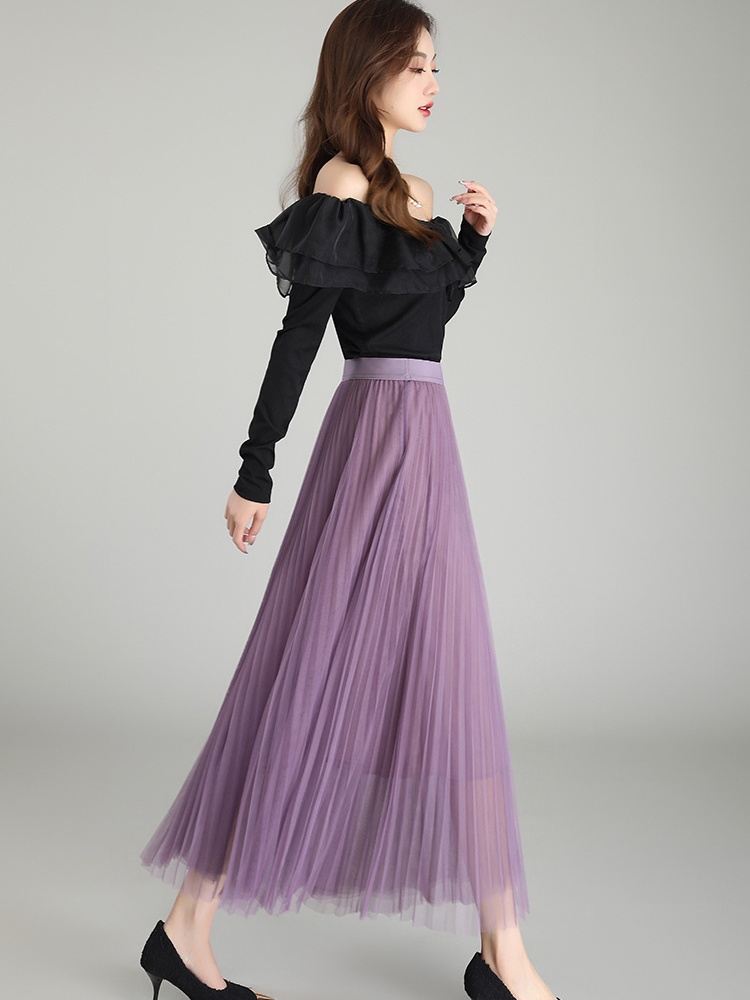 Gauze Western style big skirt long Korean style slim autumn skirt