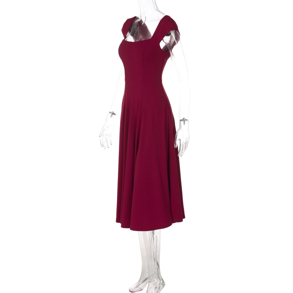 Fashion pure long dress shoulder strap zip dress