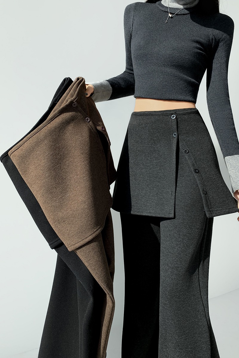 Thick cashmere pants winter flare pants for women