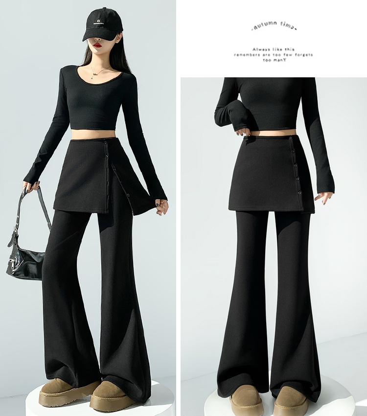 Thick cashmere pants winter flare pants for women
