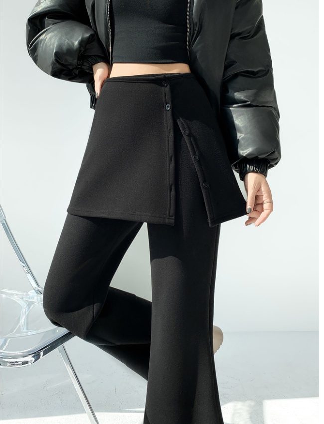 Thick cashmere pants winter flare pants for women