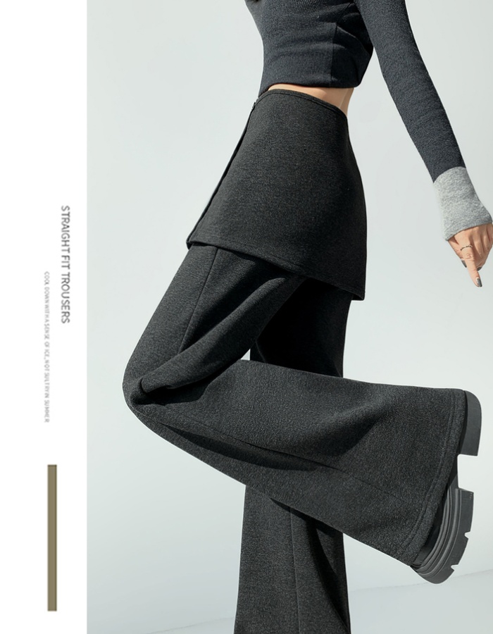 Thick cashmere pants winter flare pants for women