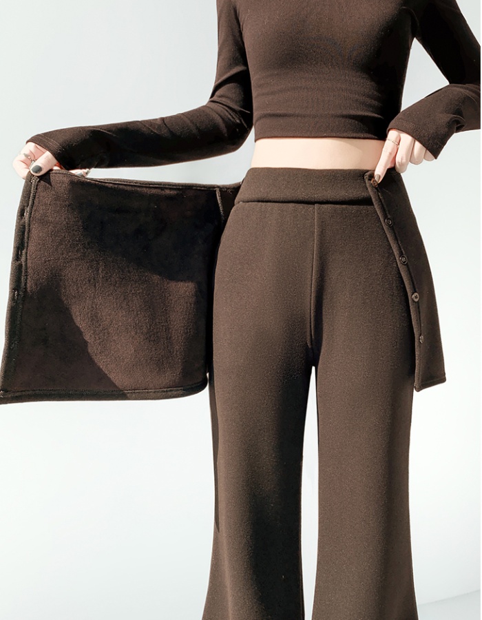Thick cashmere pants winter flare pants for women