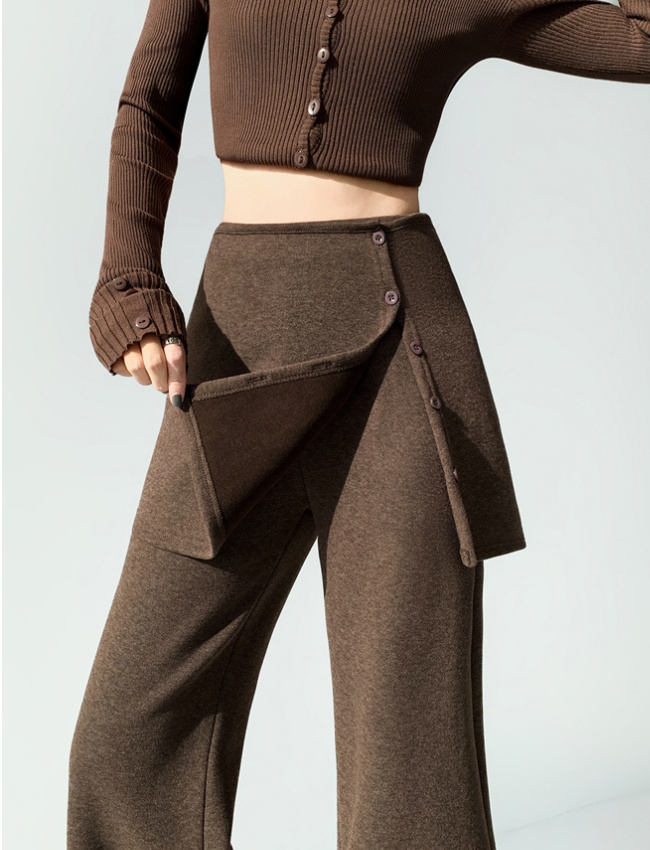 Thick cashmere pants winter flare pants for women