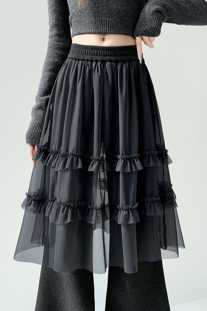 Lace gauze flare pants splice plus velvet pants for women