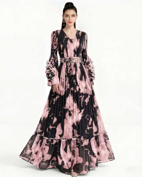 Long sleeve dress Pleats Please Bohemian beach dress