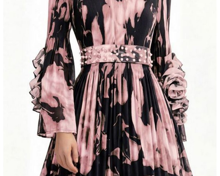 Long sleeve dress Pleats Please Bohemian beach dress