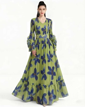 Enlarge Pleats Please European style printing dress
