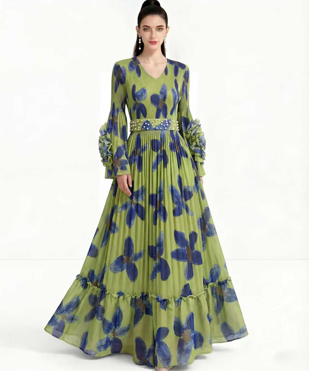 Enlarge Pleats Please European style printing dress