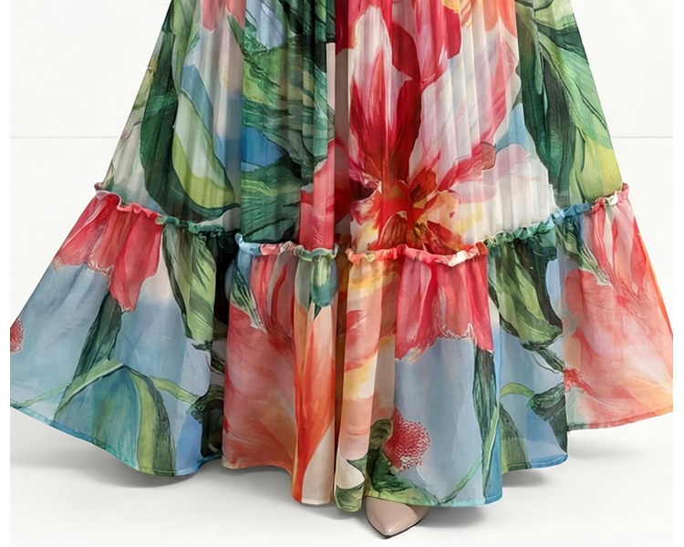 Pleats Please Bohemian beach dress long sleeve dress