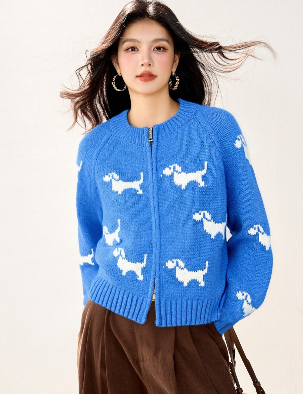 Round neck cardigan autumn and winter sweater for women