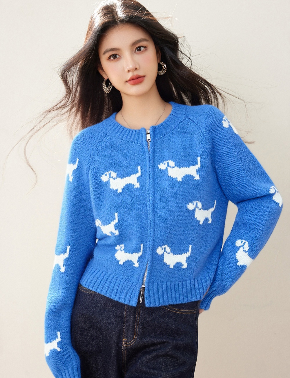 Round neck cardigan autumn and winter sweater for women