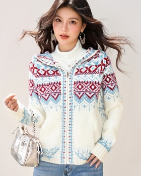 Autumn and winter hooded sweater christmas cardigan