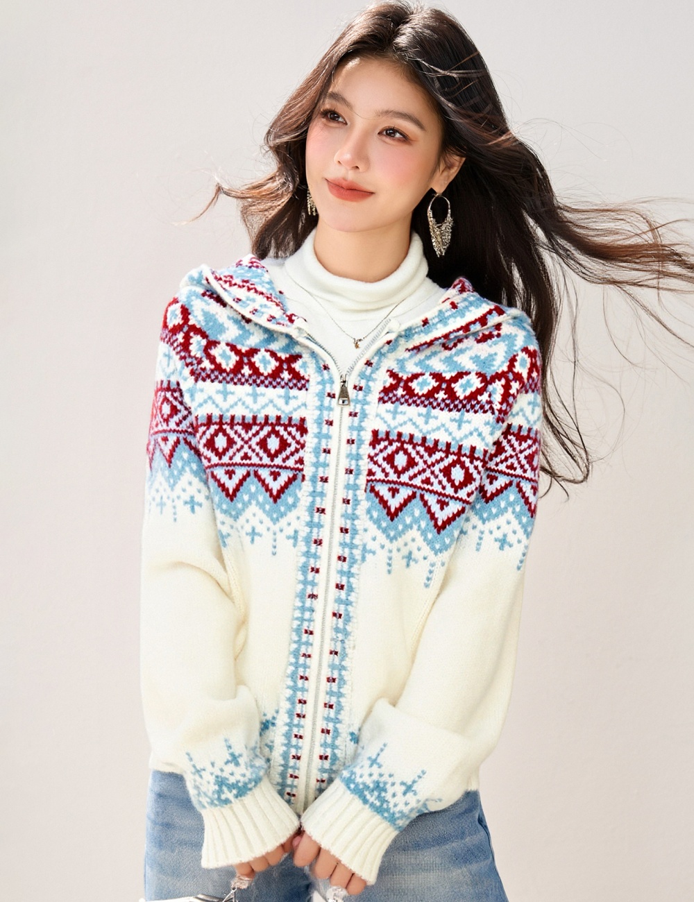 Autumn and winter hooded sweater christmas cardigan