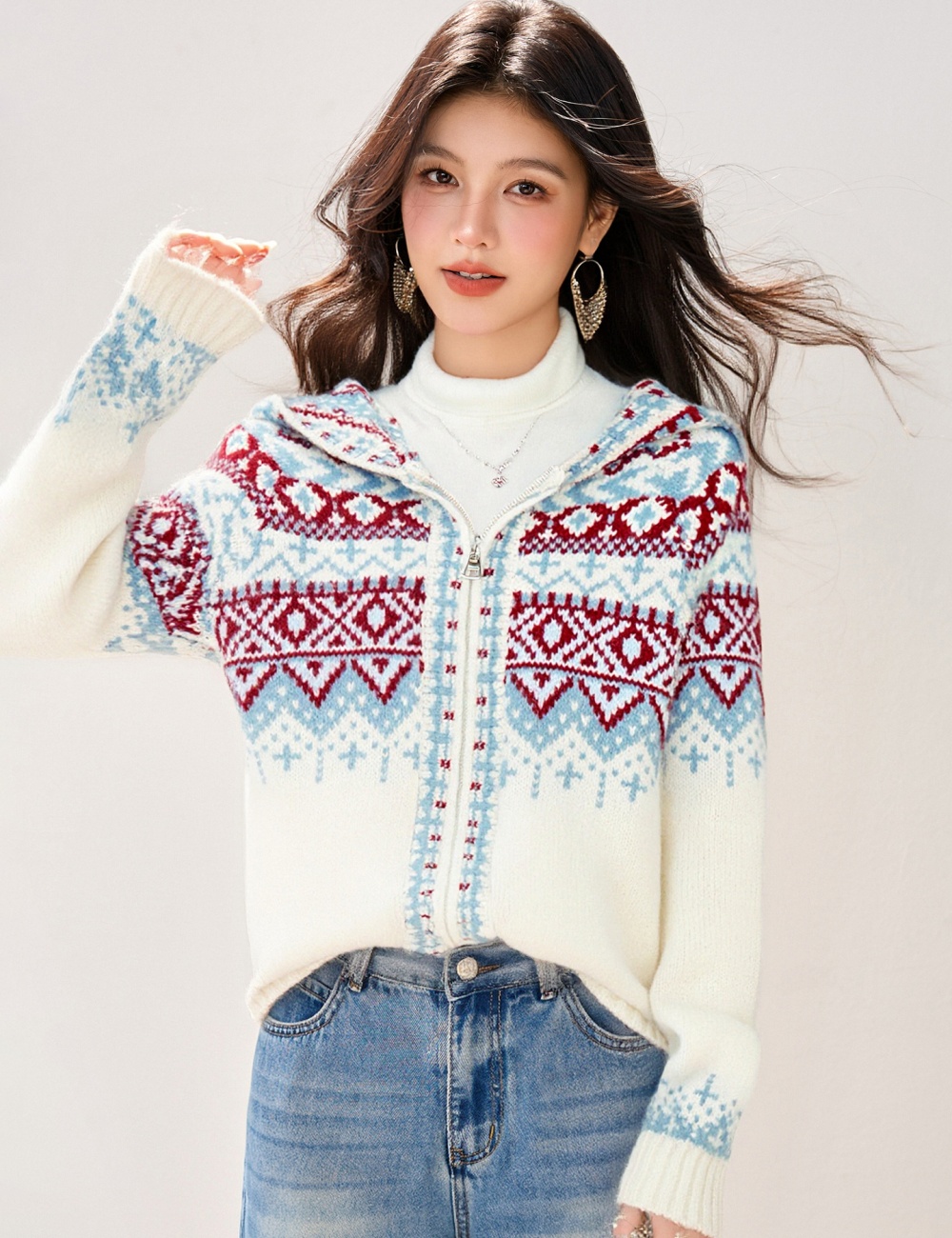 Autumn and winter hooded sweater christmas cardigan