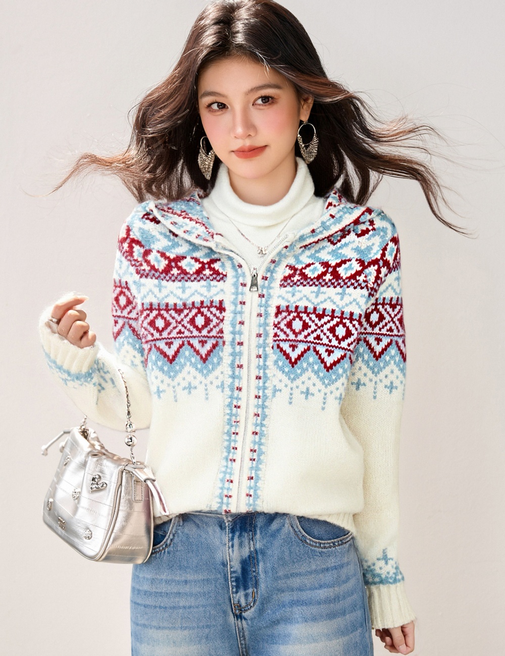 Autumn and winter hooded sweater christmas cardigan