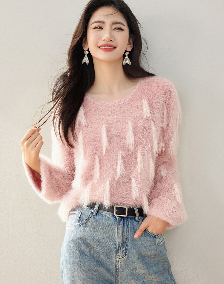 Autumn and winter loose V-neck ladies sweater