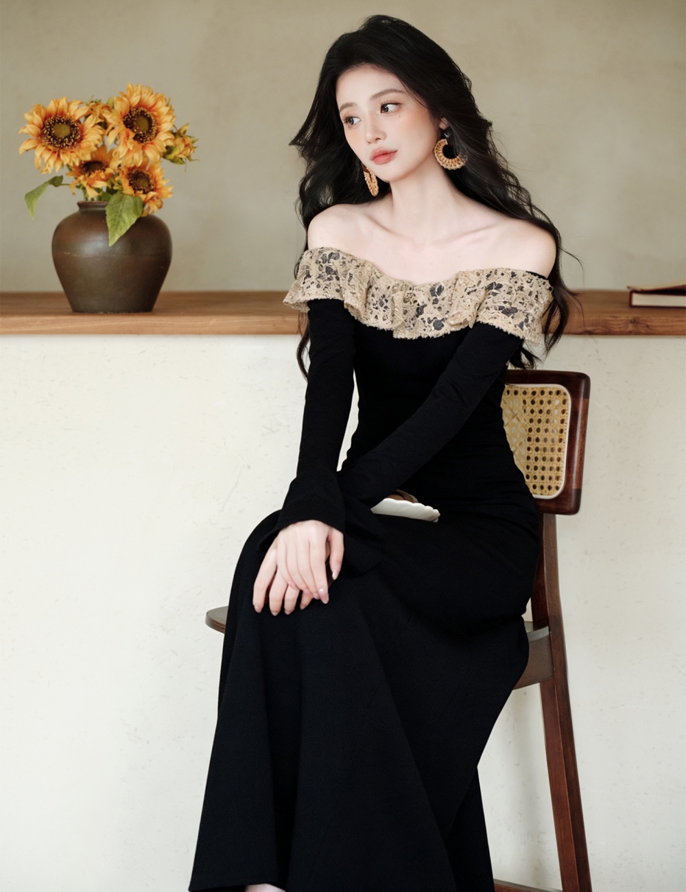 France style slim dress splice retro formal dress