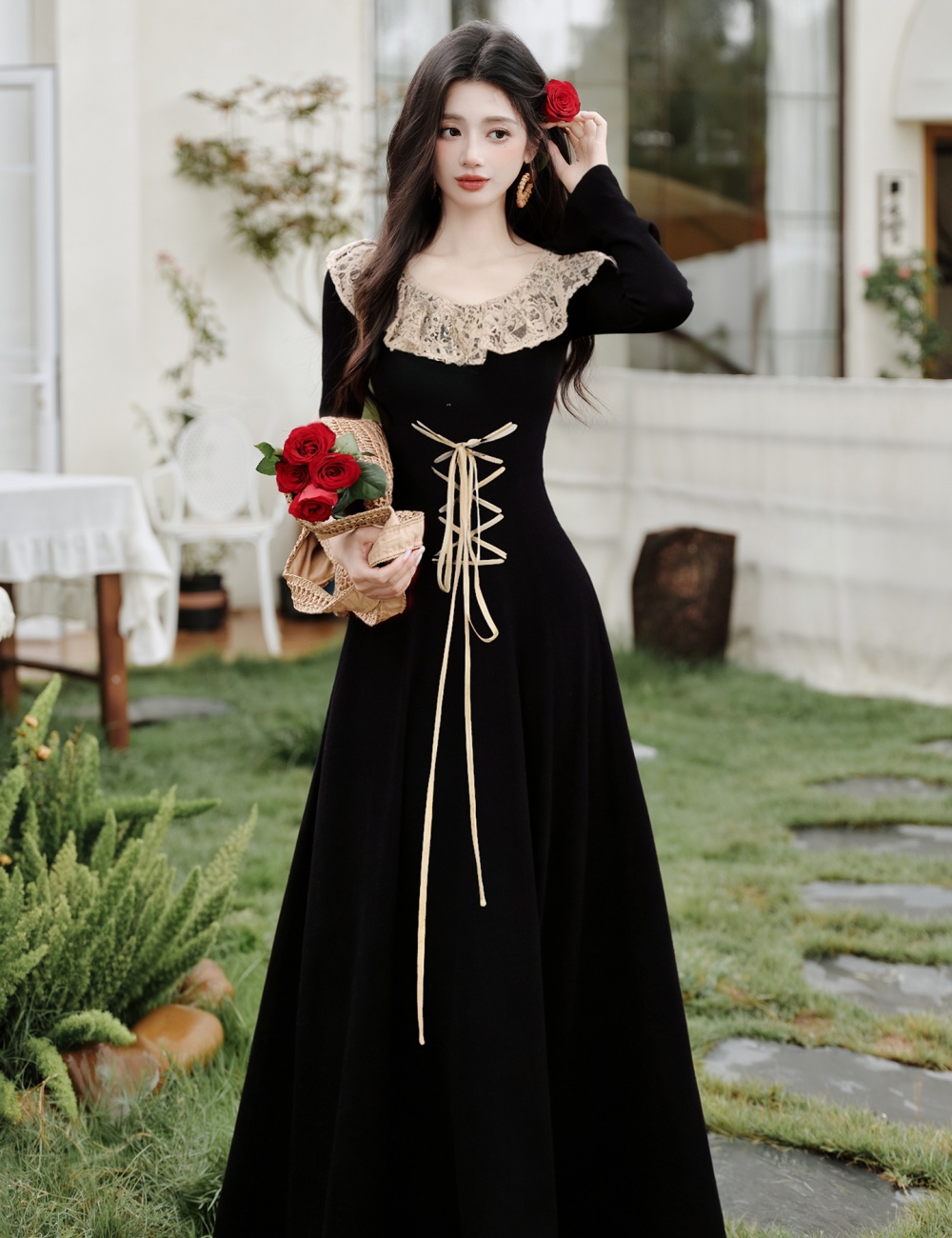 France style slim dress splice retro formal dress