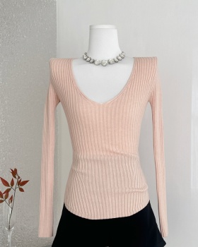 All-match temperament tops V-neck slim sweater for women