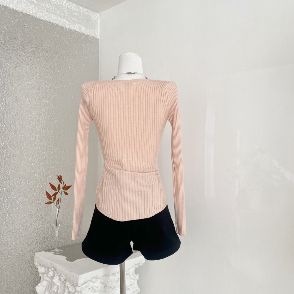 All-match temperament tops V-neck slim sweater for women