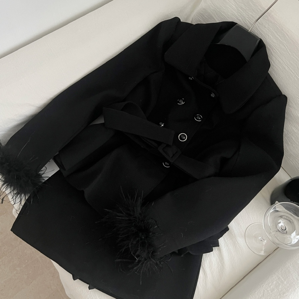 Casual fashion coat France style short skirt 2pcs set