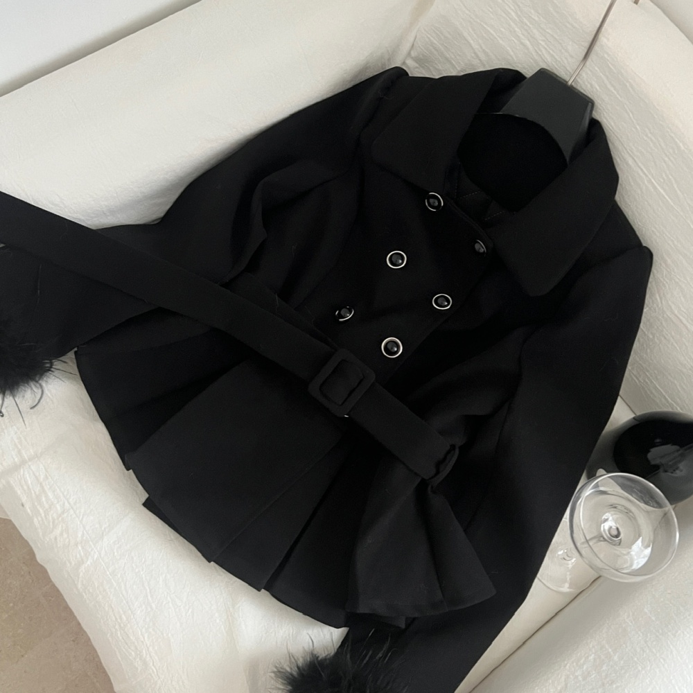 Casual fashion coat France style short skirt 2pcs set