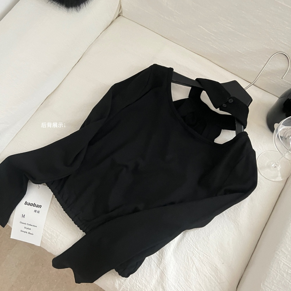 Winter fox tops double color fur collar bottoming shirt