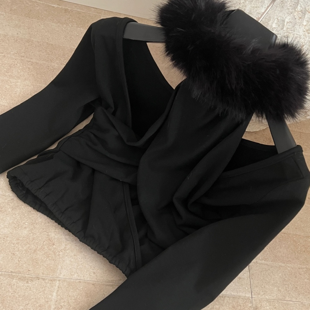 Winter fox tops double color fur collar bottoming shirt