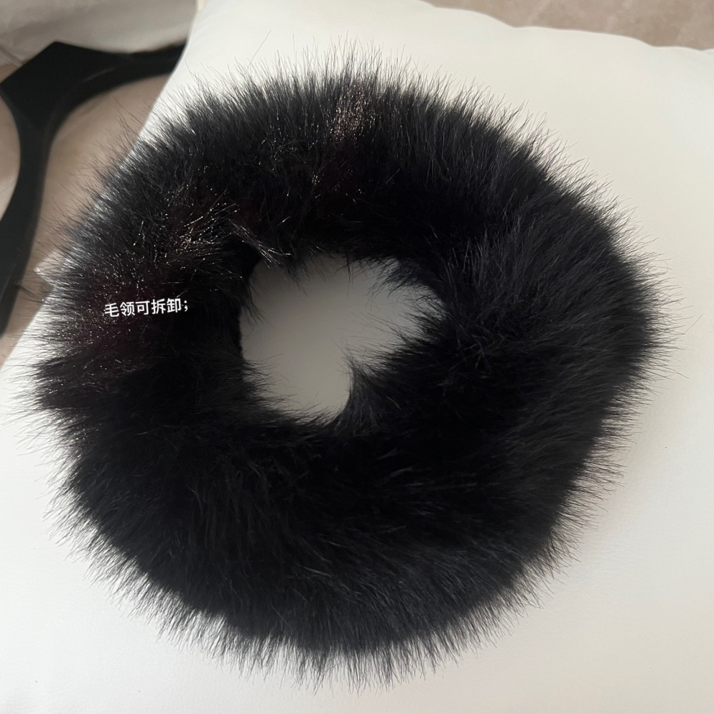 Winter fox tops double color fur collar bottoming shirt