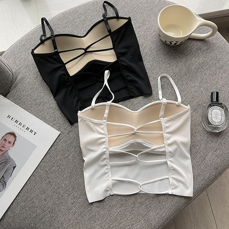 Sling hollow halter vest bottoming wrapped chest cross Bra