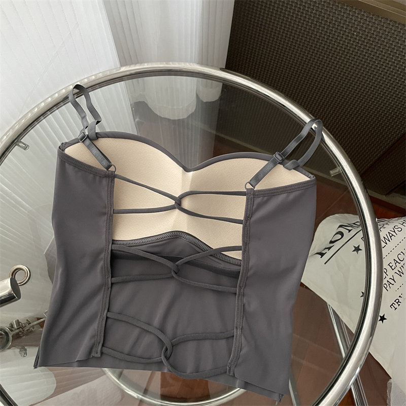 Sling hollow halter vest bottoming wrapped chest cross Bra