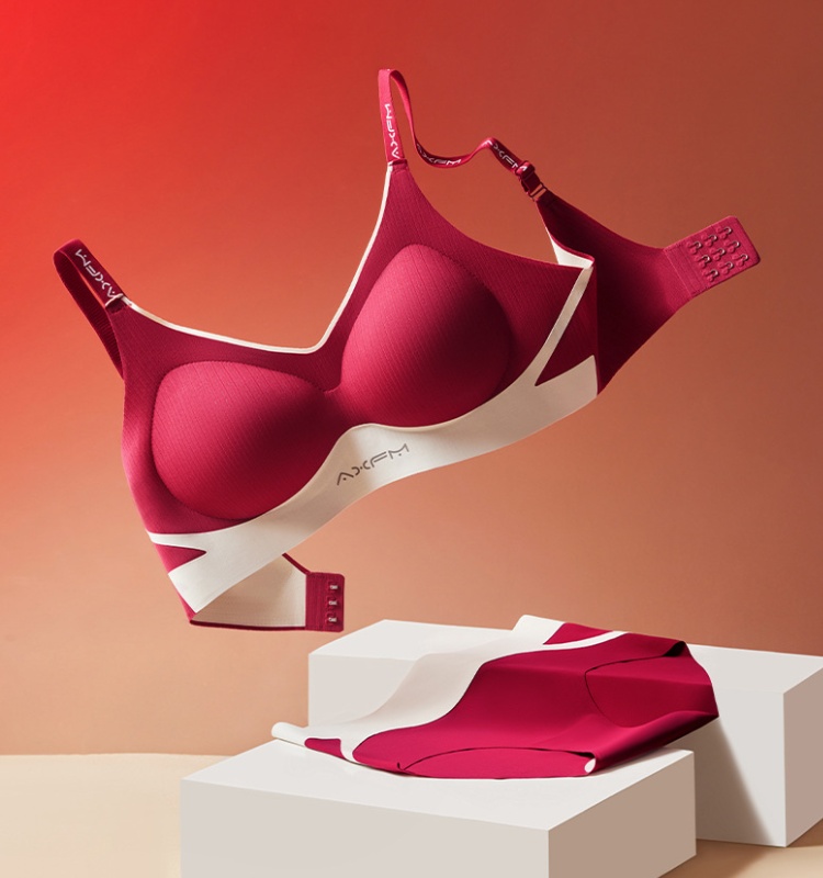 Red big red underwear tracelessness bride Bra a set