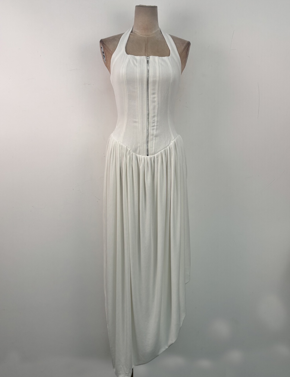 Halter niche temperament dress slim zip long dress