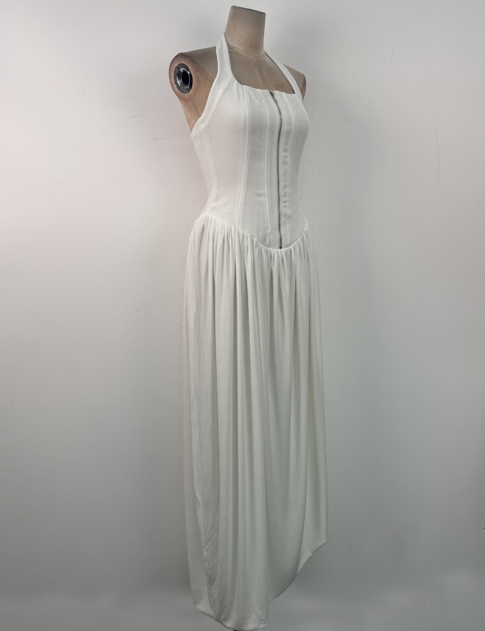 Halter niche temperament dress slim zip long dress