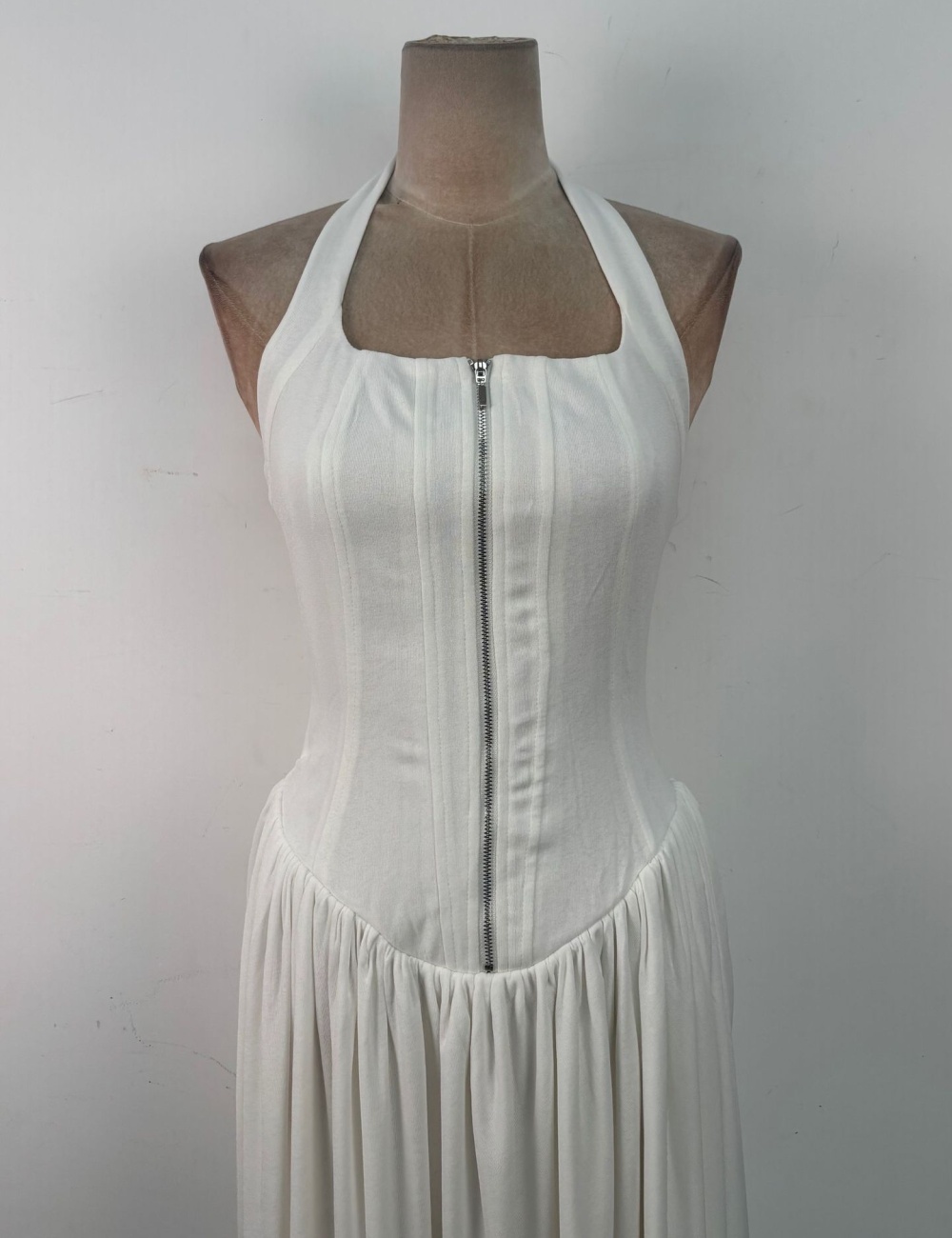 Halter niche temperament dress slim zip long dress